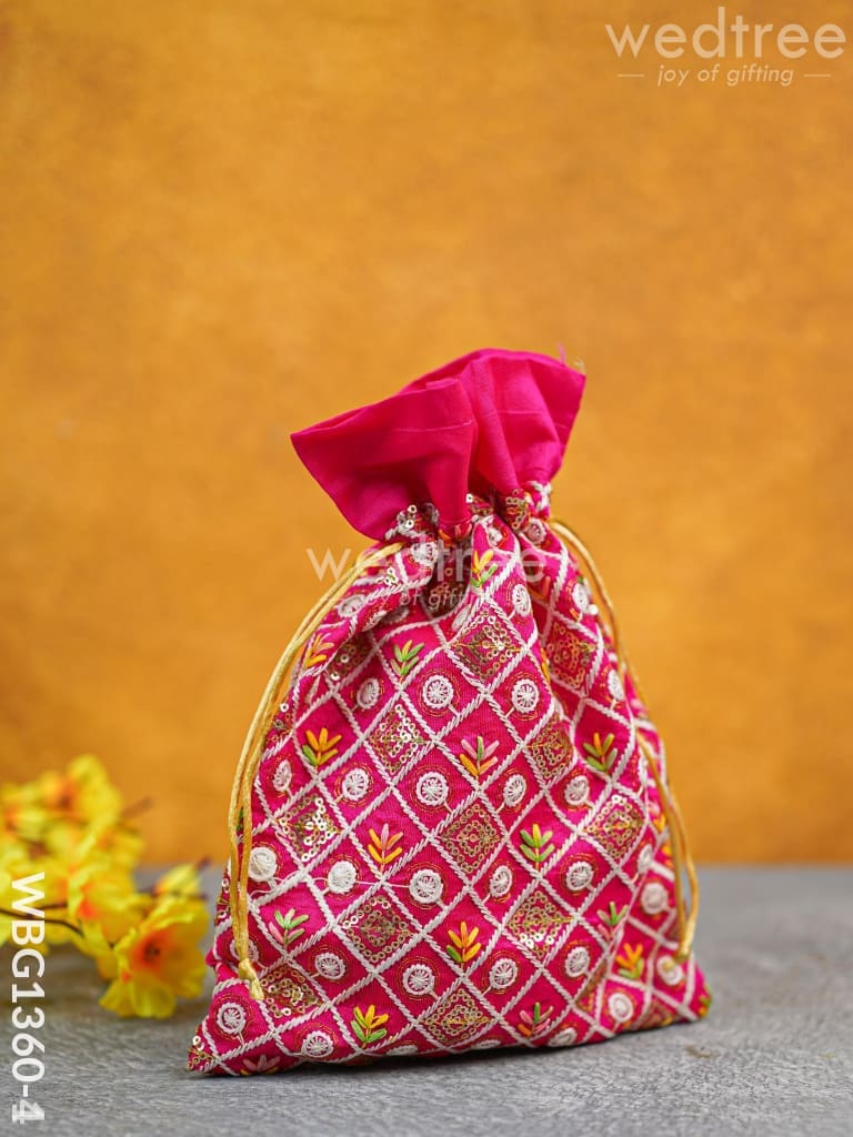 String Bag With Embroidery Work (11 X 8) - Wbg1360-4 Favor Bags