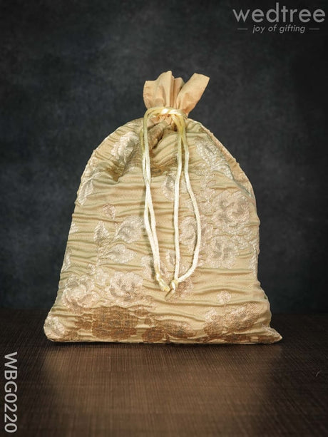 String Bag With Golden Floral Prints - 8 X 11 Inches Wbg0220 Bags