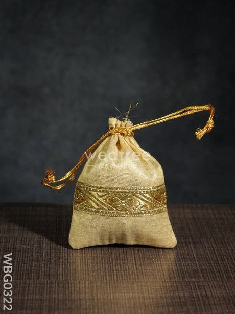 String Bag With Golden Zari Work - 3 X 4 Inches Wbg0322 Bags