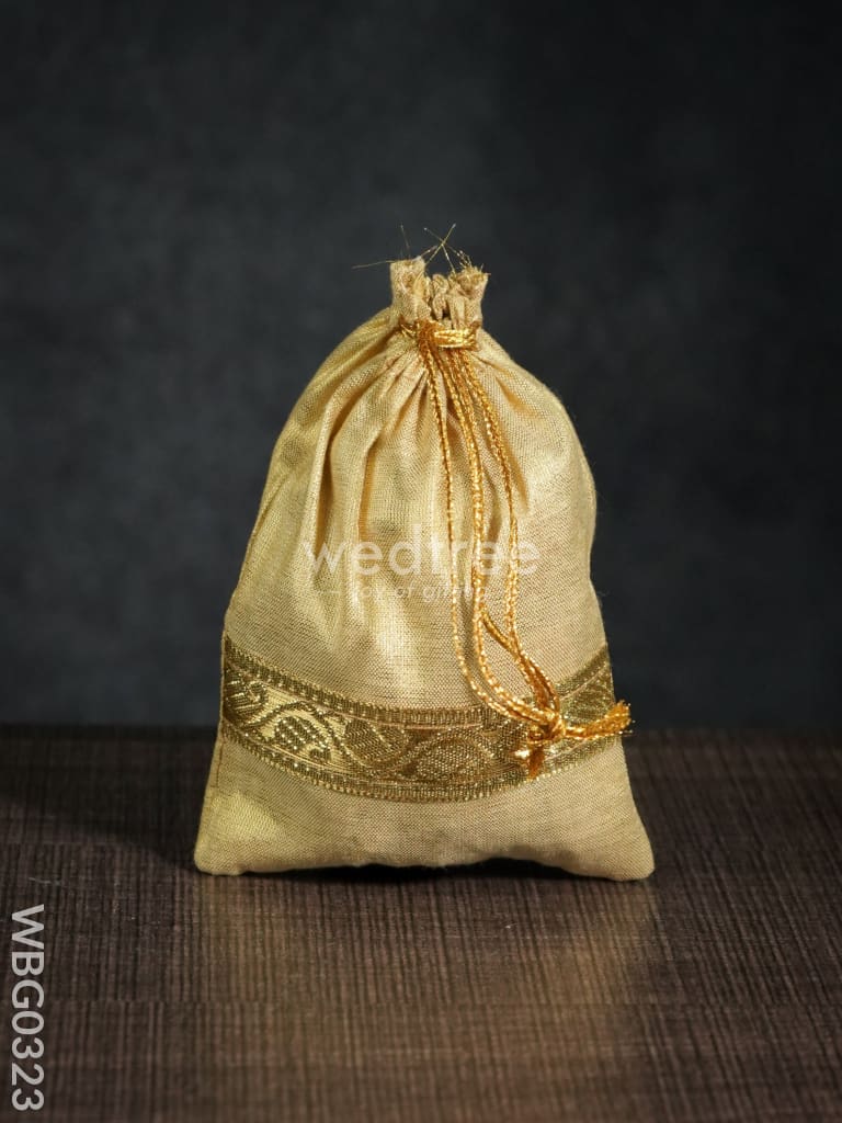 String Bag With Golden Zari Work - 4 X 5Inches Wbg0323 Bags