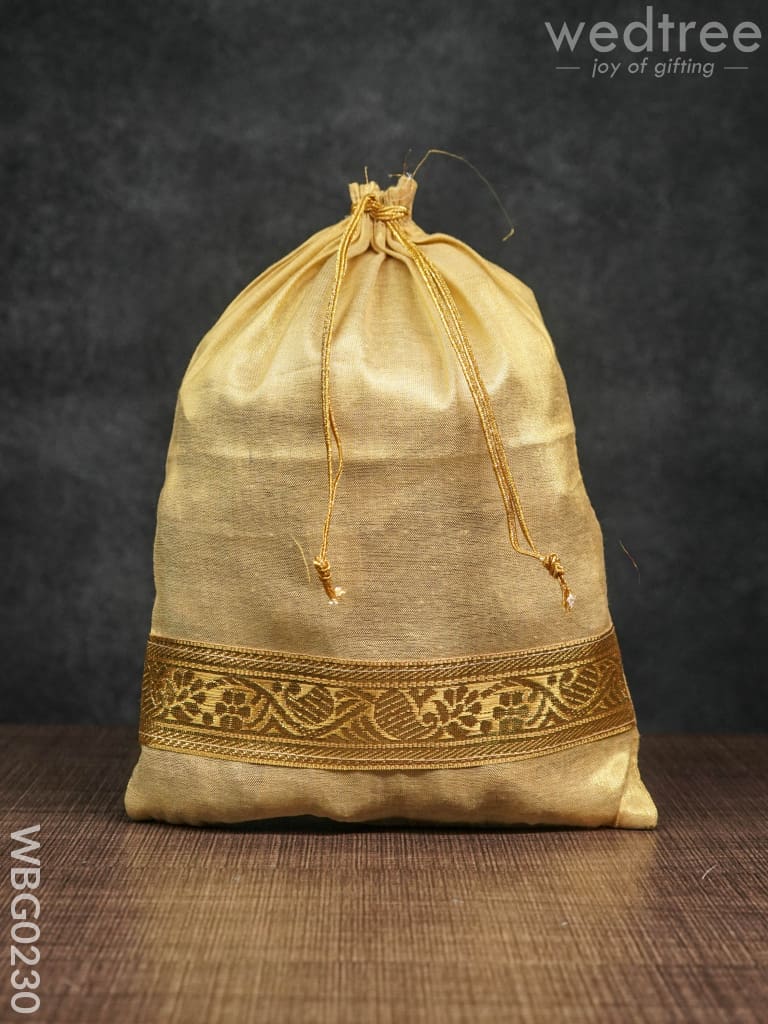 String Bag With Golden Zari Work - 8 X 11 Inches Wbg0230 Bags