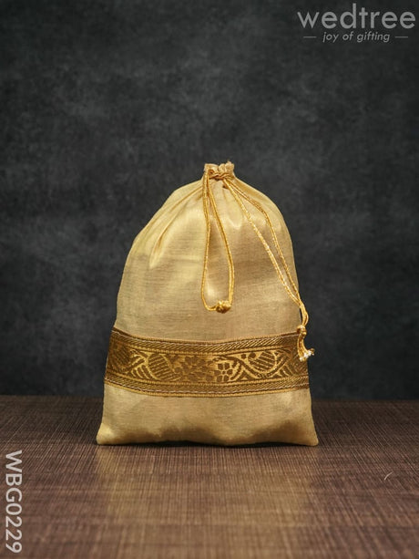 String Bag With Golden Zari Work - 6 X 9 Inches Wbg0229 Bags