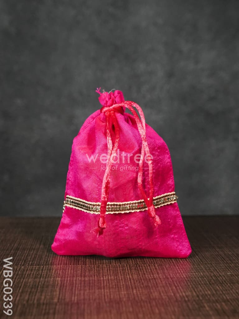 String Bag With Lace -4 X 5Inches - Wbg0339 Bags