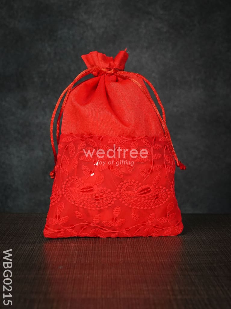 String Bag With Mango Design Embroidery -6 X 9 Inches - Wbg0215 Bags