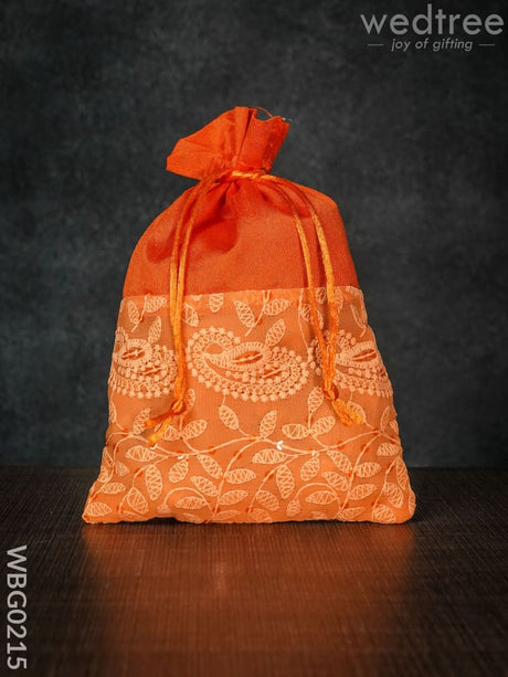 String Bag With Mango Design Embroidery -6 X 9 Inches - Wbg0215 Bags