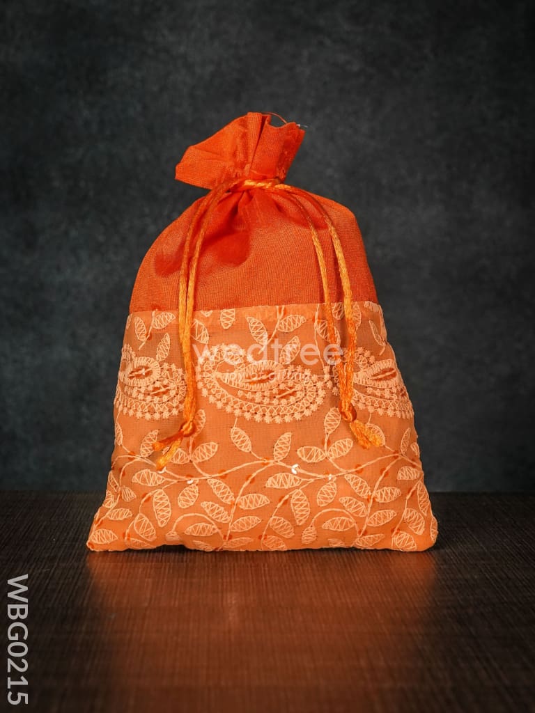 String Bag With Mango Design Embroidery -6 X 9 Inches - Wbg0215 Bags