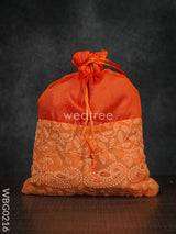 String Bag With Mango Design Embroidery Work - 8 X 11 Inches Wbg0216 Bags