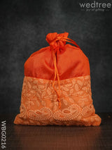 String Bag With Mango Design Embroidery Work - 8 X 11 Inches Wbg0216 Bags