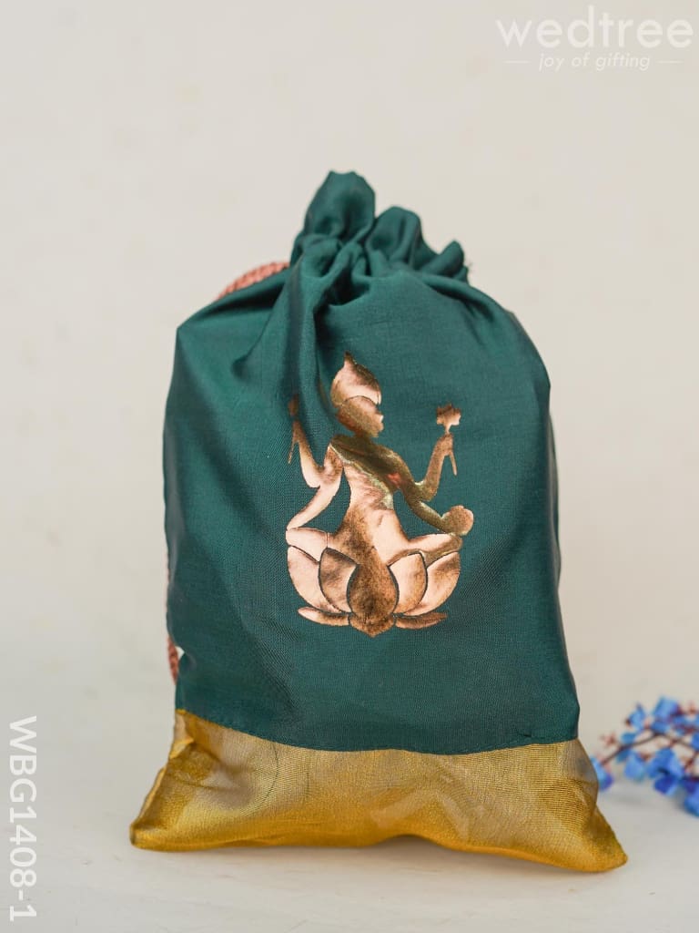 Potli Bag With Lakshmi Motive - Wbg1408 Bags