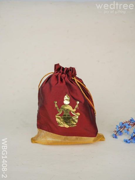 Potli Bag With Lakshmi Motive - Wbg1408 Maroon Bags