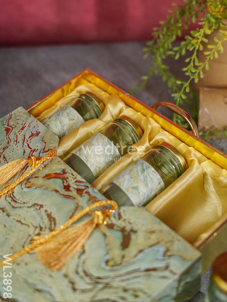 Suitcase Dry Fruit Box With 4 Glass Jars - Wl3898