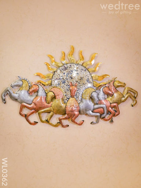 Sun With Running 7 Horses - Wl0362 Metal Decor Hanging