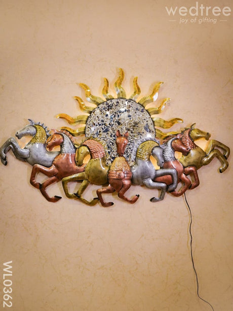 Sun With Running 7 Horses - Wl0362 Metal Decor Hanging