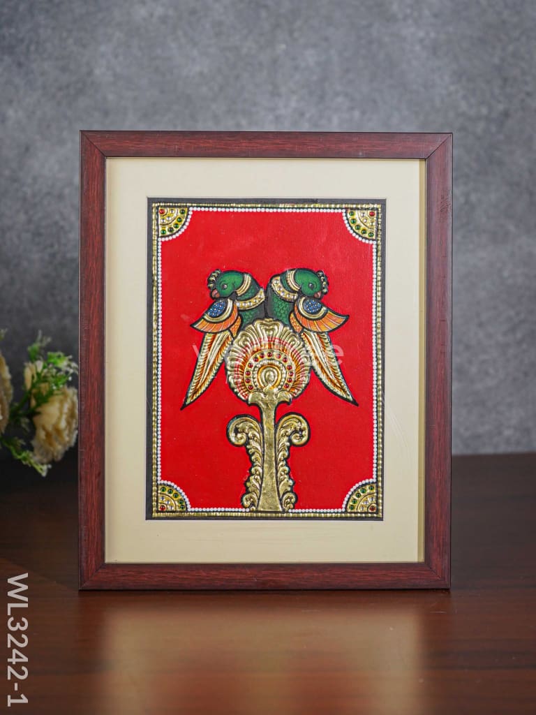 Tanjore Art Double Parrot Motif Photo Frame - Wl3242-1 Frames