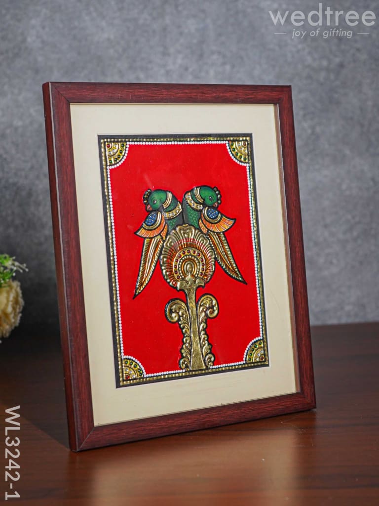 Tanjore Art Double Parrot Motif Photo Frame - Wl3242-1 Frames