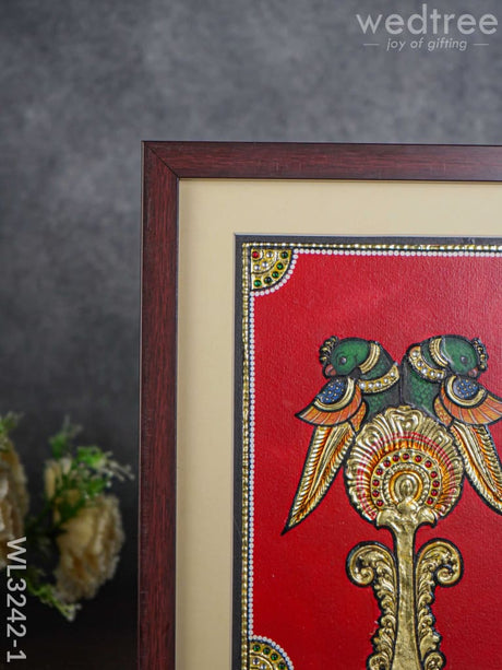 Tanjore Art Double Parrot Motif Photo Frame - Wl3242-1 Frames