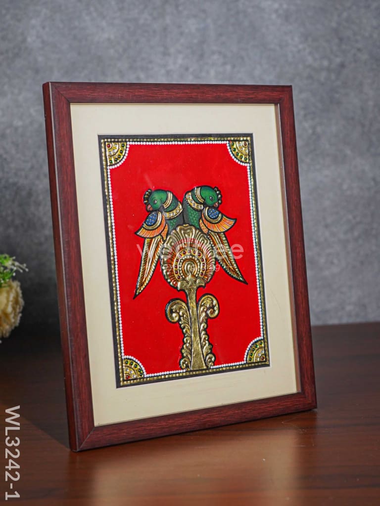 Tanjore Art Double Parrot Motif Photo Frame - Wl3242-1 Frames