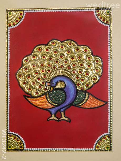 Tanjore Art Peacock Motif Photo Frame - Wl3242-2 Frames