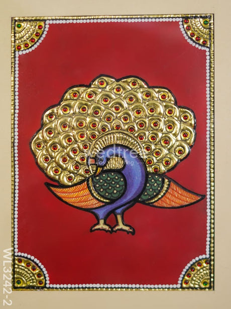 Tanjore Art Peacock Motif Photo Frame - Wl3242-2 Frames