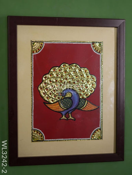 Tanjore Art Peacock Motif Photo Frame - Wl3242-2 Frames