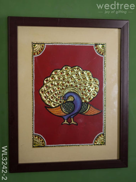 Tanjore Art Peacock Motif Photo Frame - Wl3242-2 Frames