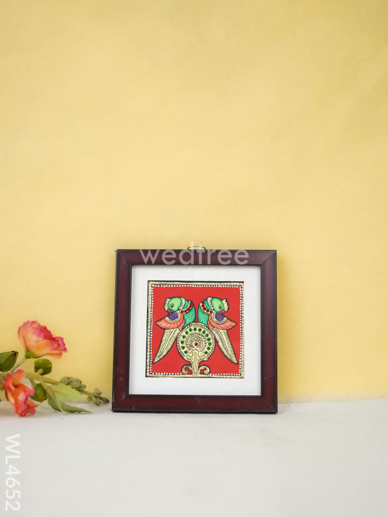 Tanjore Art Photo Frame - Twin Parrot Wl4652 Painting