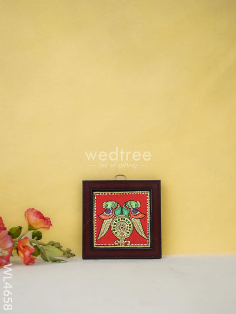 Tanjore Art Photo Frame - Twin Parrot Wl4658 Painting