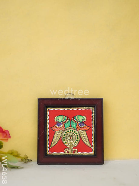 Tanjore Art Photo Frame - Twin Parrot Wl4658 Painting