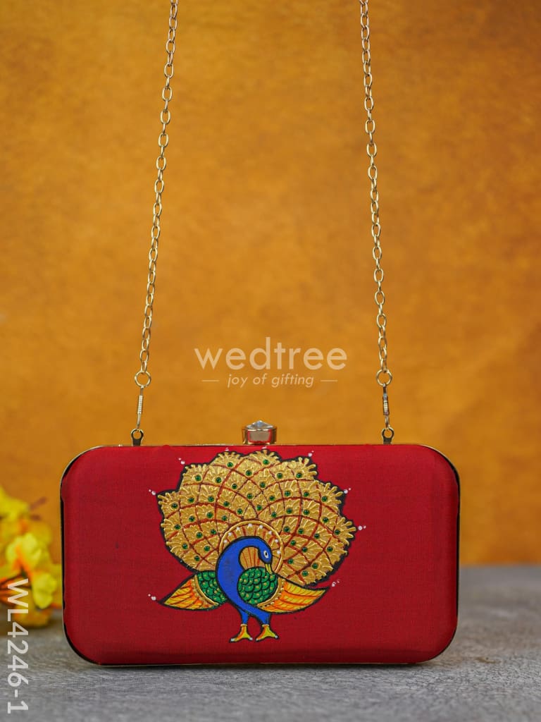 Tanjore Painted Sling Clutch - Wl4246 Clutches And Purses