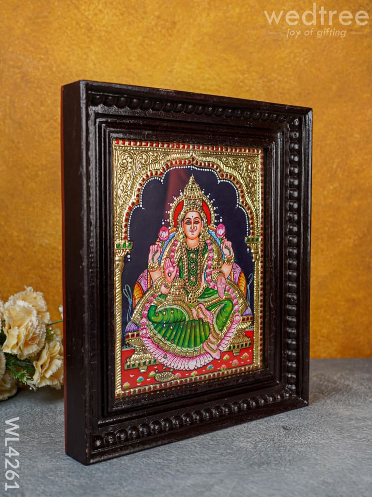 Tanjore Painting - Aishwarya Lakshmi 12 X 10 Inch Flat [Gold Foil] Wl4261