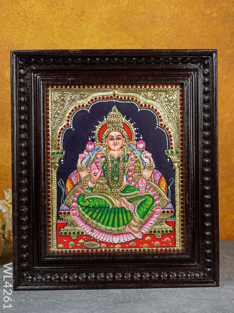 Tanjore Painting - Aishwarya Lakshmi 12 X 10 Inch Flat [Gold Foil] Wl4261