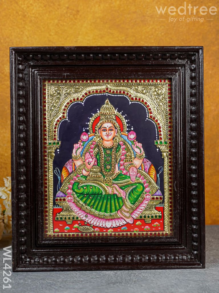 Tanjore Painting - Aishwarya Lakshmi 12 X 10 Inch Flat [Gold Foil] Wl4261