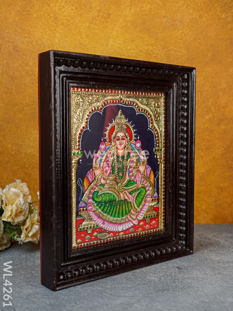 Tanjore Painting - Aishwarya Lakshmi 12 X 10 Inch Flat [Gold Foil] Wl4261