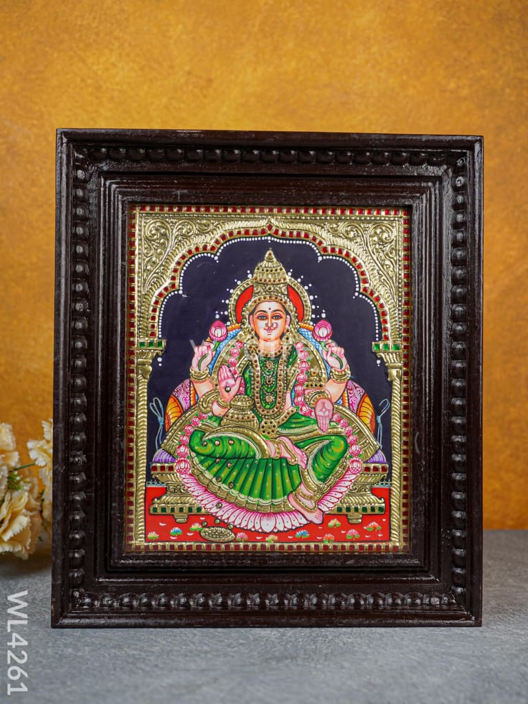 Tanjore Painting - Aishwarya Lakshmi 12 X 10 Inch Flat [Gold Foil] Wl4261