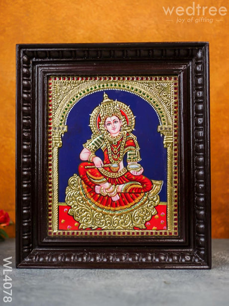 Tanjore Painting - Annapoorani 12 X 10 Inch Flat [Gold Foil] Wl4078