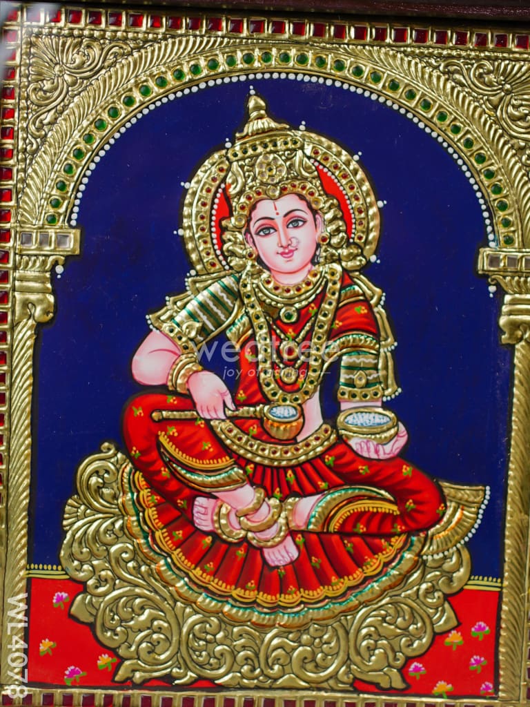 Tanjore Painting - Annapoorani 12 X 10 Inch Flat [Gold Foil] Wl4078