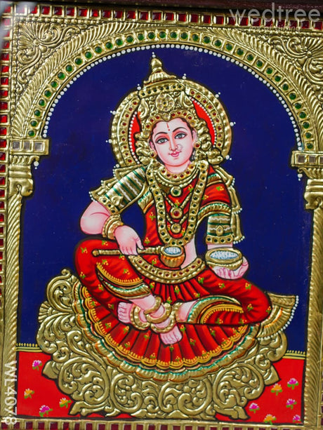 Tanjore Painting - Annapoorani 12 X 10 Inch Flat [Gold Foil] Wl4078