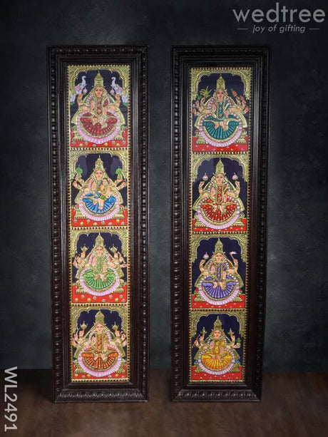 Tanjore Painting Ashtalakshmi - 8 X 40 (2 Panel) Wl2491