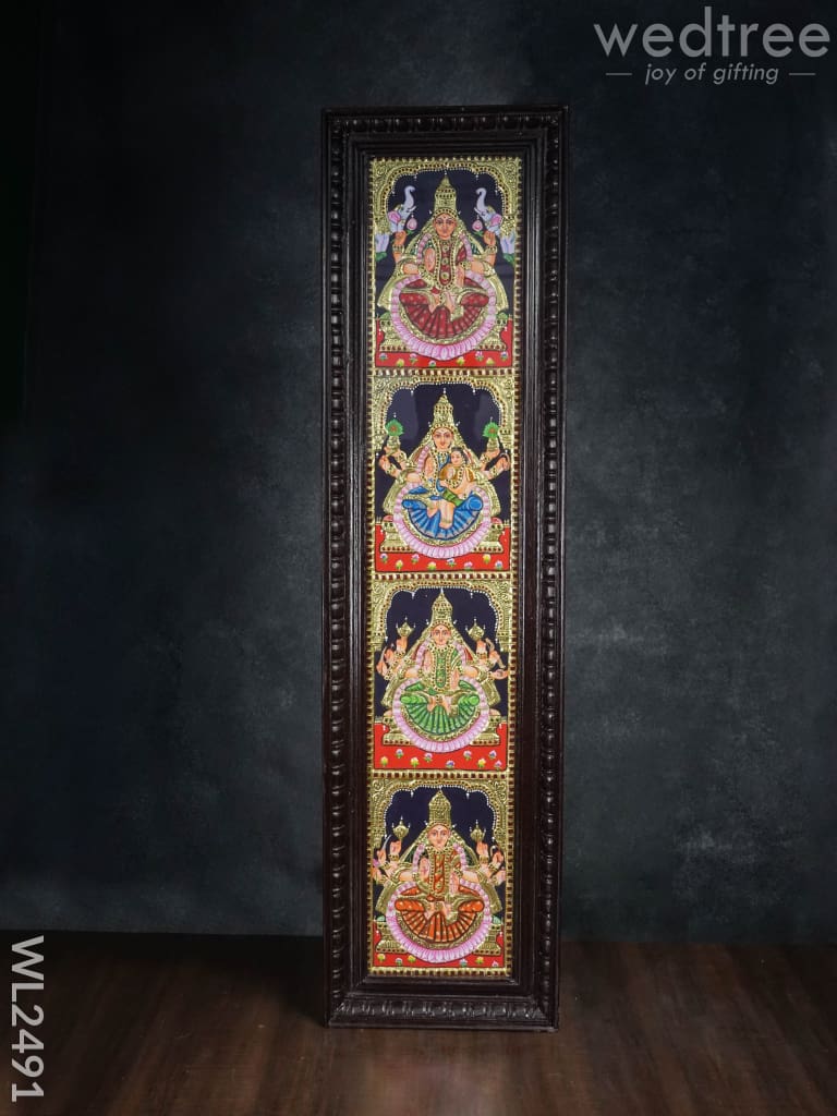 Tanjore Painting Ashtalakshmi - 8 X 40 (2 Panel) Wl2491