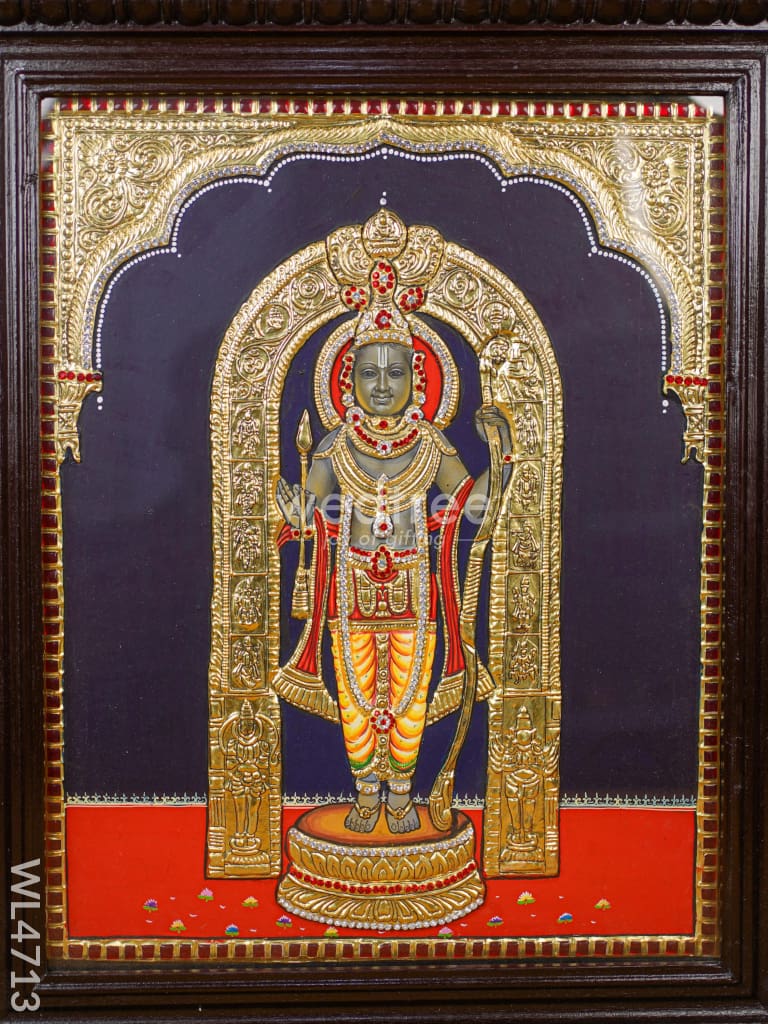 Tanjore Painting - Ayodhya Ram 20 X 16 Inch Semi Embossed Wl4713