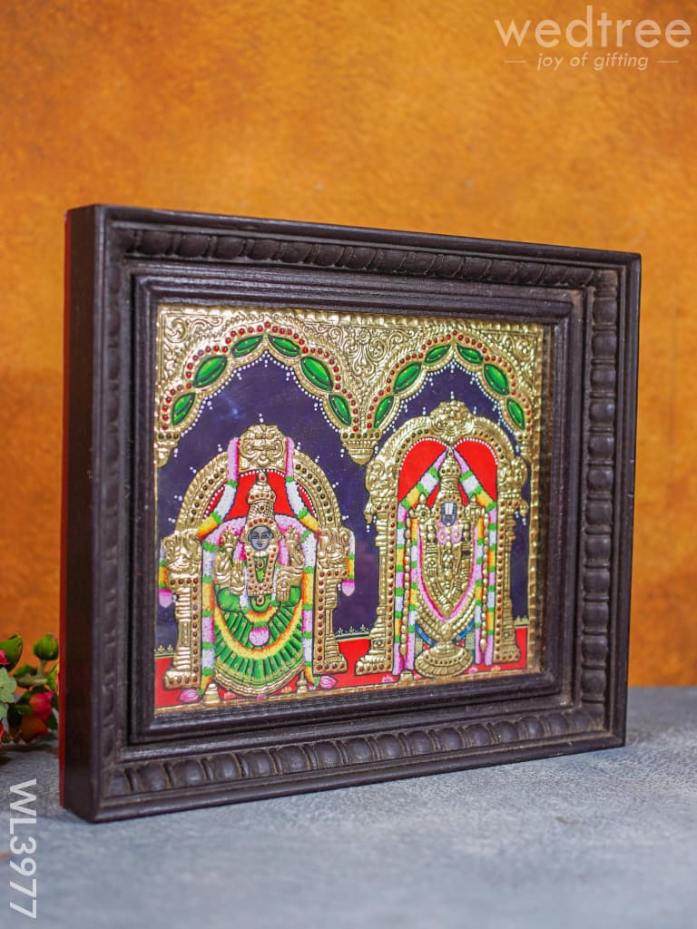 Tanjore Painting - Balaji & Padmavathi 10 X 12 Inch Flat [Gold Foil] Wl3977