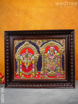 Tanjore Painting - Balaji-Padmavathi 15 X 12 Inch Semi Embossed Wl4080