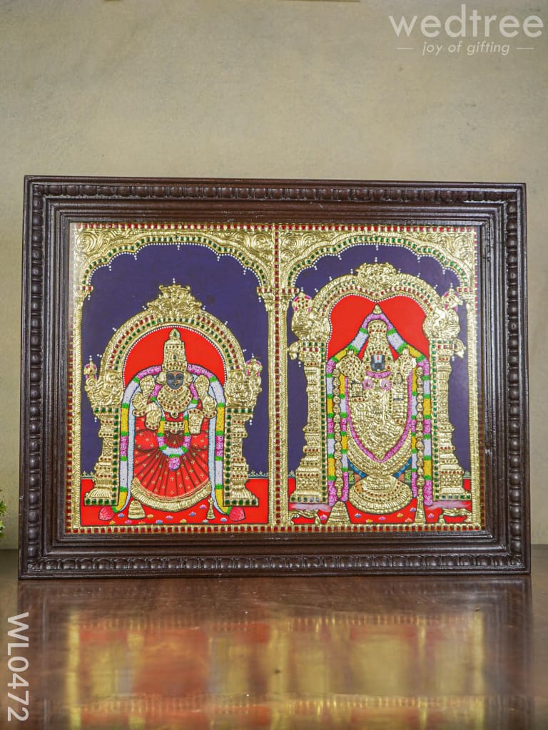 Tanjore Painting Balaji Padmavati Thayar- 24X18 Inches - Wl0472