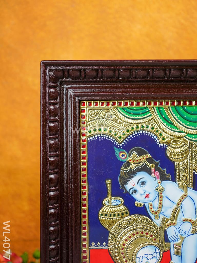 Tanjore Painting - Butter Krishna 12 X 10 Inch Flat [Gold Foil] Wl4077