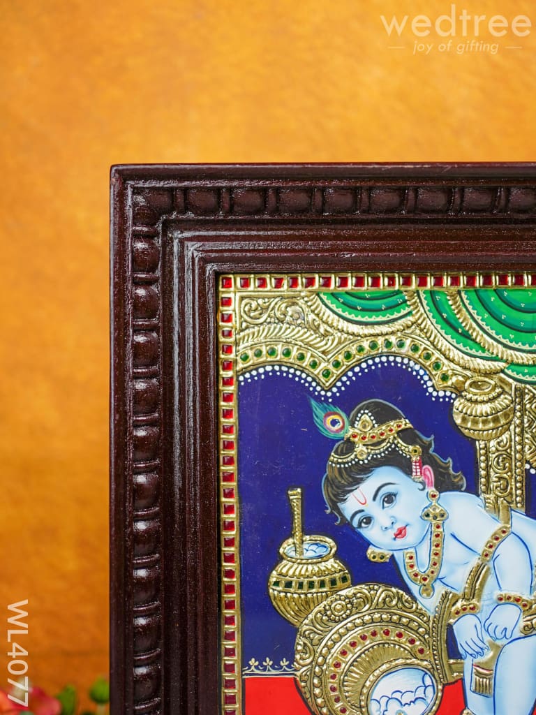 Tanjore Painting - Butter Krishna 12 X 10 Inch Flat [Gold Foil] Wl4077