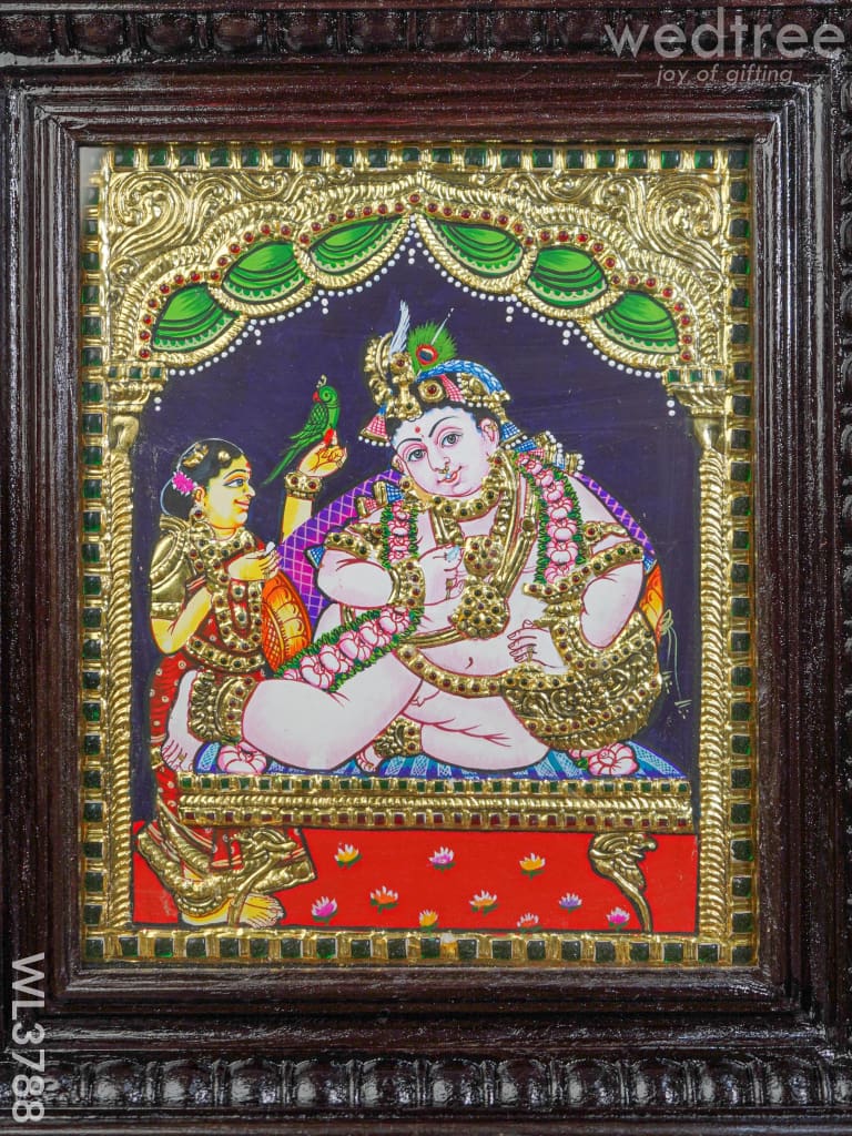 Tanjore Painting Butter Krishna - 15X12 Inch Wl3788