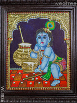 Tanjore Painting - Butter Krishna (Semi Embossed) 12X10 Inch Wl3836