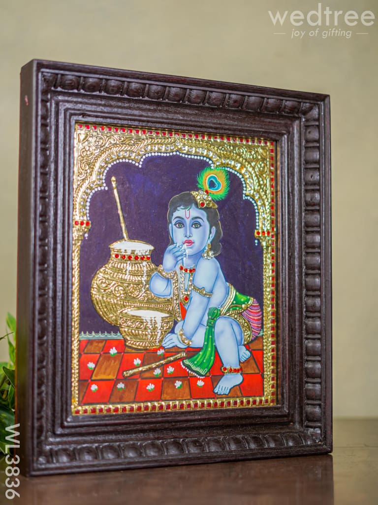 Tanjore Painting - Butter Krishna (Semi Embossed) 12X10 Inch Wl3836