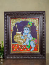 Tanjore Painting - Butter Krishna (Semi Embossed) 12X10 Inch Wl3836