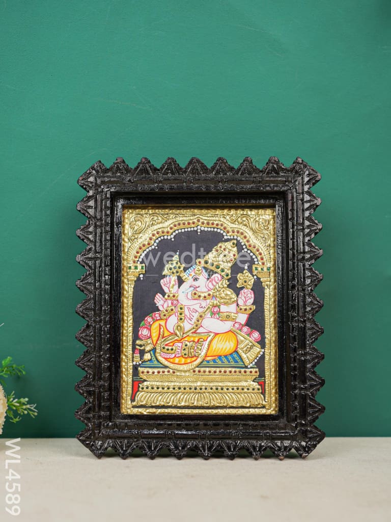 Tanjore Painting Chettinad Frame - Ganesha Flat (Gold Foil) - 8 X 6 Inch Wl4589